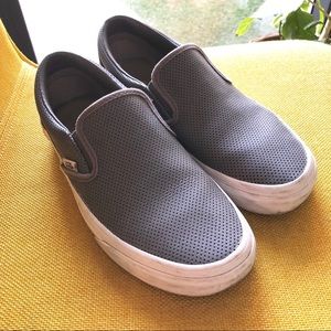 Vans leather slip ons